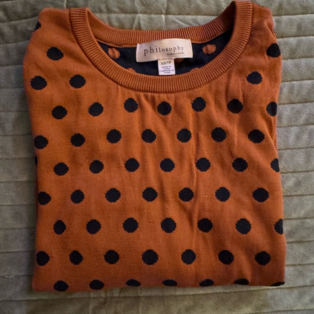 Philosophy Rust and Black Polka Dot Knit Sweater